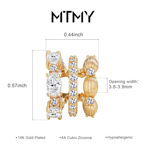 Ear Cuffs Non Piercing for Women 14K Gold Plated Ear Cuff Earrings Colorful Cubic Zirconia Paved Trendy Cartilage Earring Jewelry | Single - color: White, Gold