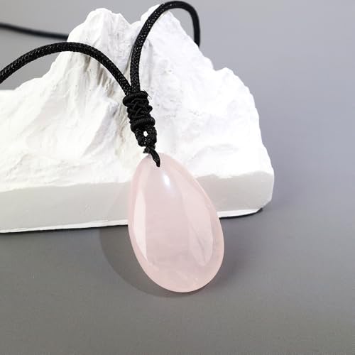Anjiucc Natural Gemstone Tree of Life Black Obsidian/Golden Obsidian Pendant Necklace for Male and Female Necklace - color: Rose Quartz