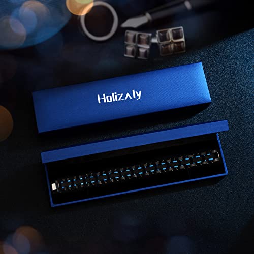 Holizaly Men's Stainless Steel Two Tone Square Link Bracelet, Black and Blue Ion Plated Black - color: blue-black 3
