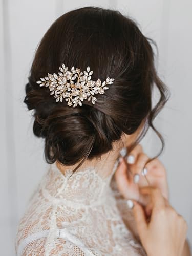 SWEETV Rhinestone Wedding Hair Comb Crystal Hair Pieces Bridal Side Combs Elegant Bride Hair Accessories Wedding Hair Clip for Women Girls Bridesmaid | Rhinestone Hair Pieces Crystal Bridal Side Combs Elegant Wedding Hair Clip Wedding Hair Pieces for Wome