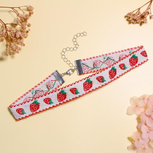 Nova&Aria Chokers Set For Women Heart Choker Necklaces Flower Pendant Velvet Cute Pink Turquoise Blue White Black Choker Necklace Christmas Colorful Lace Chokers - color: Red-B