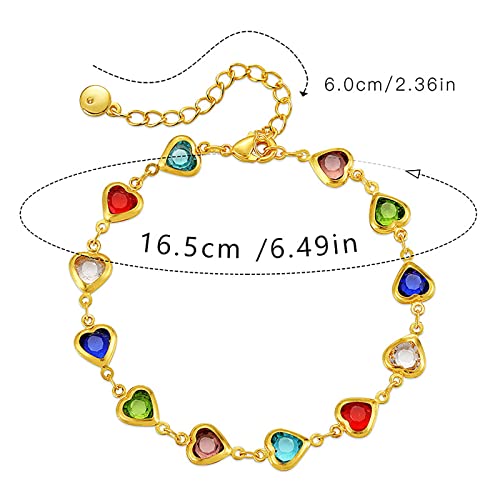 Dainty Gold Bracelets for Women, 18 Gold Plated Adjustable Evil Eye/Butterfly/Beaded/Pearl/Heart/Turquoise Handmade Bracelet for Women - style: Heart
