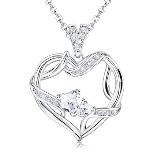 Sterling Silver Pendant Necklace Charms Hypoallergenic Fashion Jewelry Dainty Valentines Day Birthday Gift for Women - style: CZ Love Heart