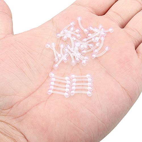 16G Clear Plastic Curved Barbells Eyebrow Ring Snake Eyes Tongue Rings Acrylic Bioflex Cartilage Helix Tragus Earrings Nipple Belly Lip Ring Piercing Retainer Length 6mm 8mm 10mm 12mm 36pcs - color: 36Pcs 16G 8mm