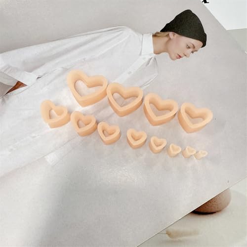 Heart Silicone Ear Tunnel Plugs Gauges Expanders Hollow Flexible Soft Tunnels Kit Stretcher Earrings Fashion Lobe Piercing Body Jewelry for Women Her 6 Pairs Set - color: Flesh, size: 4mm-12mm