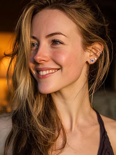 Bestyle 8mm Small Birthstone Earrings for Women with Hypoallergenic Sterling Silver Post,Sparkle Heart/Round Womens Studs Earrings, Great Birthday/Christmas/Anniversary Jewelry for Wife Mother - color: 09. Sept. Sapphire-Heart