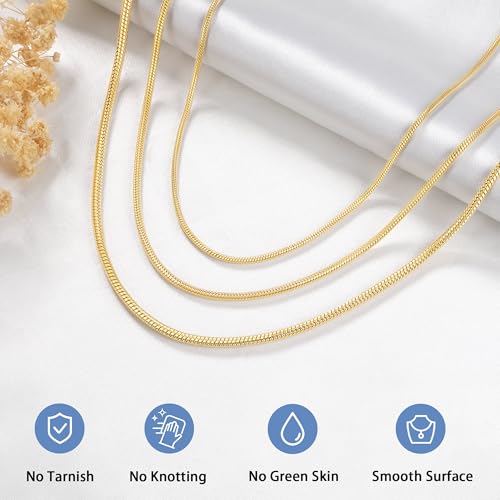 Jewlpire 1.5mm 2mm 2.5mm Snake Chain 18k Gold Plated 925 Sterling Silver Chain Necklace for Women, Smooth Sturdy Hypoallergenic, 16 18 20 22 24 Inch - color: 2.0mm-18K Gold Plated, size: 18 Inches