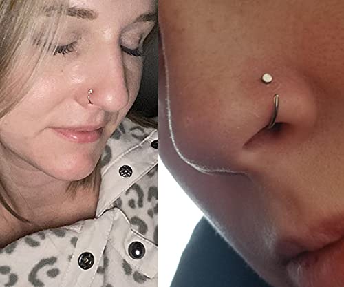 18 Nose Rings Studs Surgical Stainless Steel Hypoallergenic L Shaped Nose Piercing Jewelry for Women Men Silver Black Nostril Hoop Rings 18 Gauge - style: F3