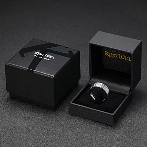 King Will Hammered 8mm Silver Tungsten Ring Hammer Men Wedding Band Comfort Fit - color: A-silver