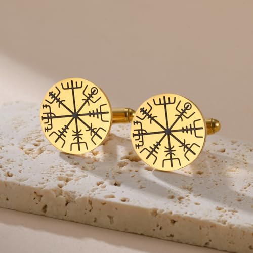 Cufflinks for Men Delicate Stainless Steel Wedding Business Cufflinks Gifts for Groom Husband French Shirt Accessories - style: Shield Symbol-Gold