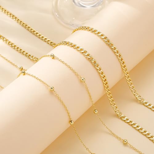 CHESKY Waist Beads for Women, 14k Gold Plated Waist Chain Gold Chain Belt for Womens Simple Body Chain Jewelry Belly Chain Beach Accessories Dainty Gold Jewelry for Women Gifts Rave Outfits for Womens - style: Cuban-Bead