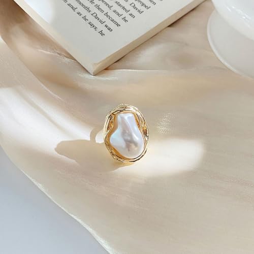 Boho Pearl Statement Earrings for Women Irregular Pearl Earrings | Big Round Freshwater Pearls Bridal Gold Earring Beach Ocean Vacation Jewelry - style: A Style