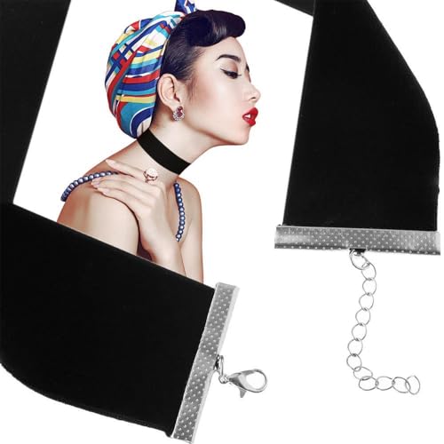 Velvet Choker Statement Jewelry Gothic Adjustable Elegant Classic Vintage Black Ribbon(1cm)