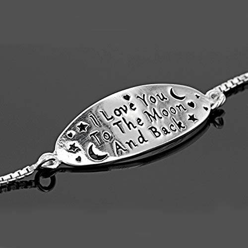 LeCalla 925 Sterling Silver Sliding Bolo Bracelet | Lightweigh Adjustable Chain Bracelets for Women | Valentine's Day Gift Friendship Sister Mom - color: Oval Moon & Back