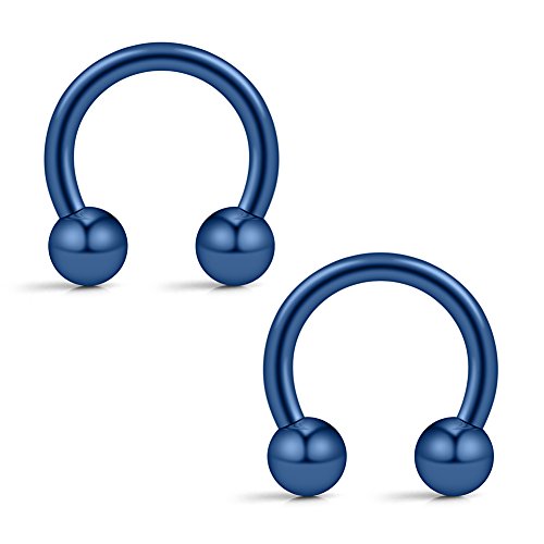12PCS 14G Surgical Steel Nose Septum Horseshoe Hoop Earring Eyebrow Tragus Lip Piercing Ring - style: 8mm w Balls