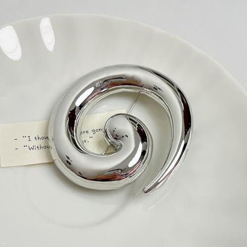 Minimalist Snail Brooch Pin Gold/Silver Plated Twist Lapel Pins Jacket Blazer Suit Hat Bag Accessories Jewelry for Women Men (Silver)