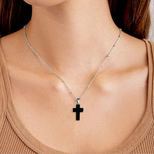 12PCS Natural Stone Cross Pendant Gemstone Charms Bulk for Jewelry Making | Healing Crystal Quartz Chakra Reiki Gemstone Pendants Charms Bulk for Necklace Craft - color: Obsidian Cross