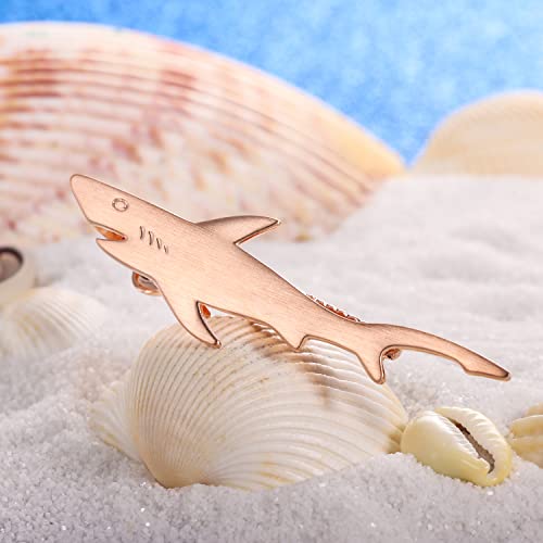 HAWSON 2 inch/ 2.2 inch Tie Clip for Men, Novelty Tie Bar Clip for Men and Boys, Interesting Tie Clip for Party - color: Brush Rose Gold Shark