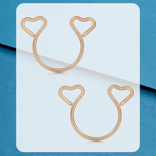 Longita Rose Gold Fake Nipple Rings Non Piercing Nipple Jewelry for Women Adjustable Cute Heart no Piercing Faux Body Jewelry for Women Men Sexy Valentine's Day 1pair