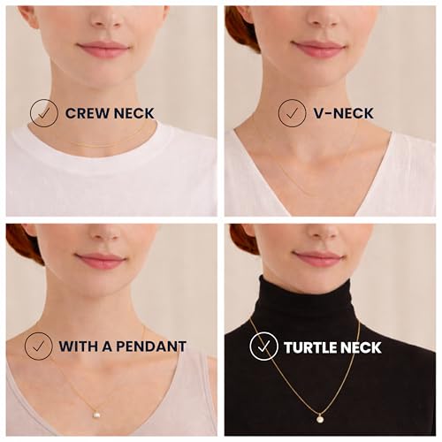 KISPER Adjustable Gold Chain Necklace for Women 1mm Cable Snake Box Slider | 24K plated stainless steel, 2 finishes, non-tarnish, waterproof, to 24 in, hypoallergenic, nickel-free - color: Yellow Gold