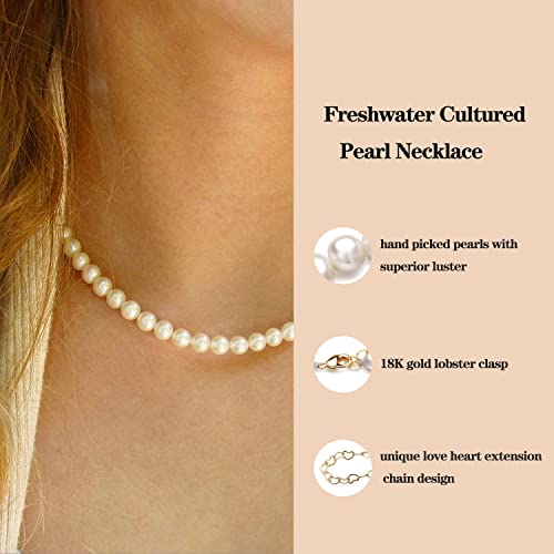 XYJZXY Pearl Necklace with Golden Charm, 18-Inch Adjustable Chain, 5-6mm White Pearls, Women Pearl Choker Necklace, Handmade Jewelry - style: pearl charm