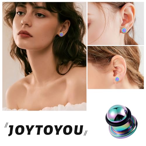 9 Pairs Ear Stretching Kit Stainless Steel Ear Plugs Ear Gauges Ear Expanders Set Flat Back Earring Stretching O-Shaped Rings Body Piercing Jewelry for Men Women 14G-00G - color: Colorful