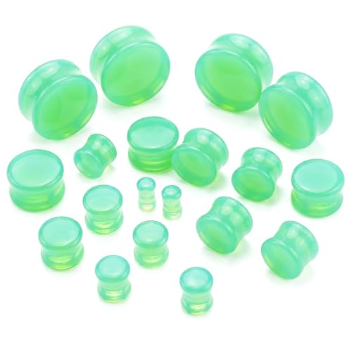 Mint Green Opalite Glass Ear Plug gauges (10mm- 00 gauge) - size: 10 mm (00 gauge)