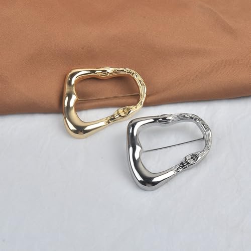Irregular Hollow Geometric Brooch Pin Gold-Tone Lapel Pin for Women Men Fashion Metal Style Dress Suit Brooches Scarf Shawl Clip Accessory Minimalist Ladies Wedding Prom Dating Jewelry