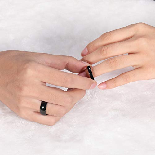 TRUMIUM 2mm 4mm 6mm 8mm Black Tungsten Ring for Men Women Wedding Band Domed High Polish Comfort Fit 4-15 - color: 4mm Black