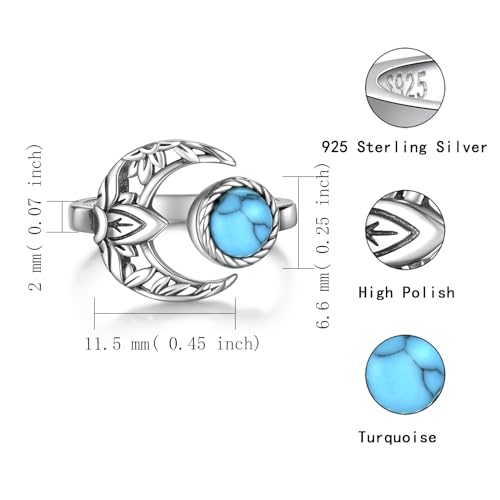 Sariel 925 Sterling Silver Toe Rings for Women Boho Adjustable Mid Finger Rings Summer Vacation Ocean Beach - color: Moon