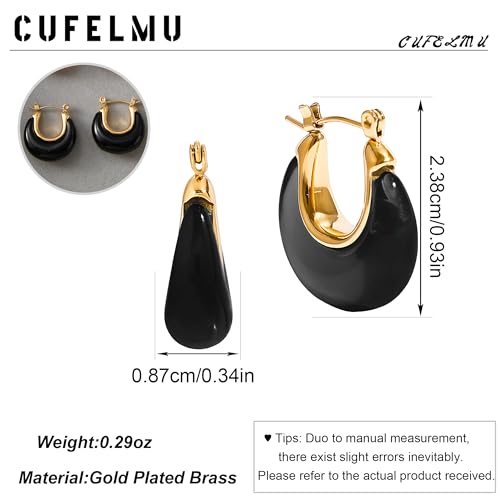 Chunky Hoop Earrings for Women, Lightweight Statement Daily Wear Gifts - color: Black