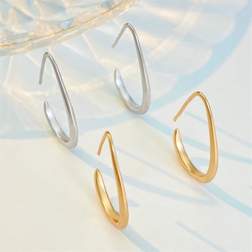 MALOYANVE Lightweight Teardrop Hoop Earrings Gold Silver Plated Large Hollow Out Oval Pull Through Statement Hoop Earrings High Polished Jewelry Gift for Women - color: Silver