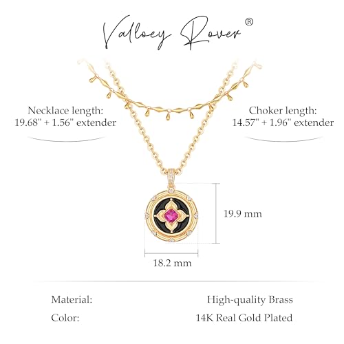 VALLOEY ROVER Gold Clover Necklace, Layered Necklaces for Women 14K Gold Plated Dainty Clover Pendant Necklace Set Link Chain Choker Necklaces Stackable Simple Gold Jewelry for Women