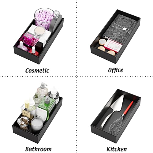 Black Bamboo Drawer Organizer - Silverware&Utensil Holder Organizer for Kitchen Drawers, Multi-Use Drawer Dividers Boxes for Bathroom Counter,Cabinet, Garage, Office Desk, Makeup, Jewelry (12*6*2.5) | Silverware Cutlery Utensil Tray, Multi-Use Drawer Divi