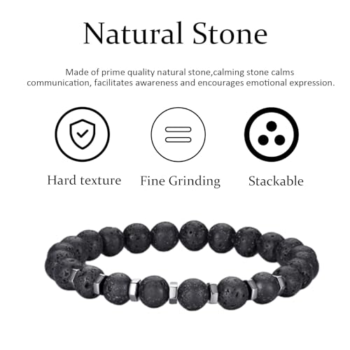 RANKEEF Tiger Eye Bracelet For Men 8MM Natural Stone Stretch Adjustable Black Crystal Beaded Bracelet for Men Women Gifts - color: 2,black bracelet