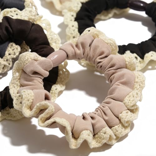 10 Pcs Lace Floral Hair Ties, 5 Colors Elastic Ponytail Holders for Women