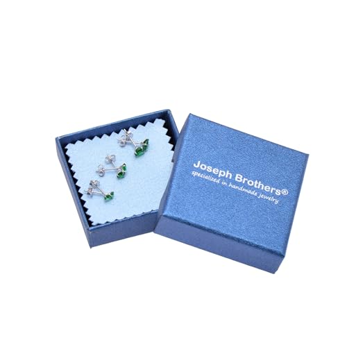 3 Pairs Color Zirconia Earrings Studs, Sterling Silver Studs Earrings Set 3MM 4MM 5MM - color: Green