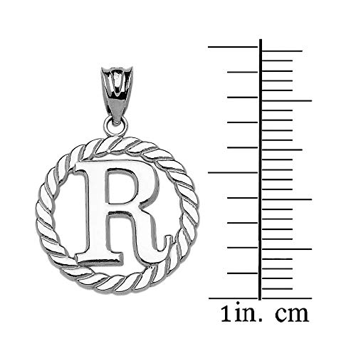 Claddagh Gold Fine 925 Sterling Silver Personalized Initial A-Z Roped Circle Charm Pendant - style: R