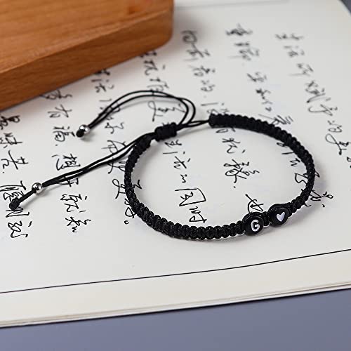 Heart Initial Bracelets 26 Letters Initial Charms Bracelet for Women Gifts A-Z Braided Bracelets Heart Link Handmade Rope Braided Adjustable Jewelry for Mom Daughter Birthday Jewelry Gift - style: S