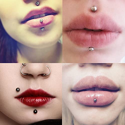 20G 18G 16G 14G 12G Lip Labret Monroe Medusa Nose Rings Stud 316L Surgical Steel Tragus Helix Cartilage Earring Tongue Cheek Piercing Jewelry Bars 6mm 8mm 10mm 12mm 14mm 16mm 19mm 18PCS - color: Silver, size: 14G - 16mm