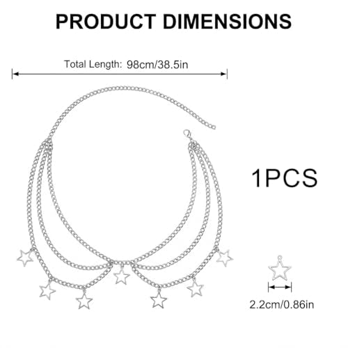 Waist Chain for Women - Silver Body Chain Crystal Body Jewelry, Stylish Adjustable Belt for Summer Beach Bikini Rave Festival Outfit Accessories - color: Silver-3