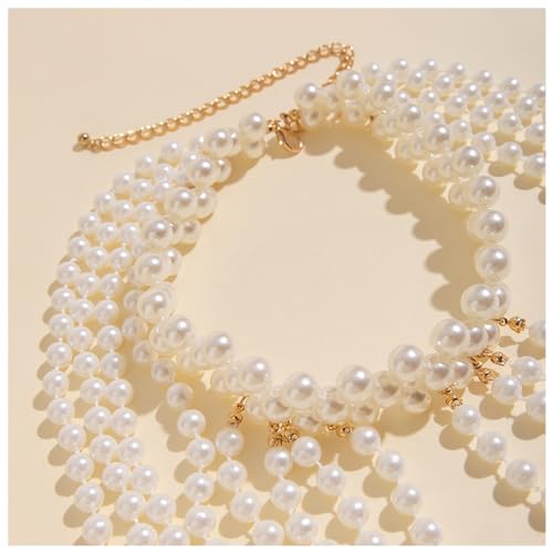 Summer Multi-layered Pearl Shoulder & Body Chain Jewelry - Festival & Rave Pearl Neck & Arm Chain - Sexy Bridal & Wedding Jewelry for Women