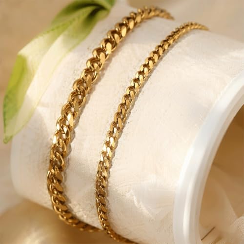Ankle Bracelets For Women Waterproof Adjustable Ankles 18KGold Plated Dainty Trendy Layered Cuban Link Chain Anklets Set Beach Jewelry - color: Gold