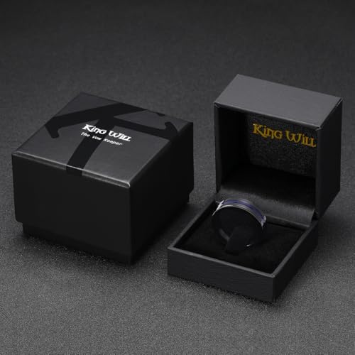 King Will Wood Wedding Band Wood Inlay for Men - color: Black-6mm