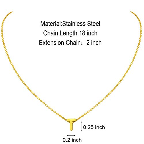 MOMOL Tiny Initial Necklace 18K Gold Plated Small Letter Necklace Personalized Name Necklace for Women - color: Gold T
