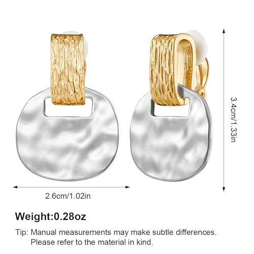 MUYAN Gold Clip On Drop Earrings for Women Non Piercing Dangle Earrings Fashion Jewelry - color: C Clip Two Tone