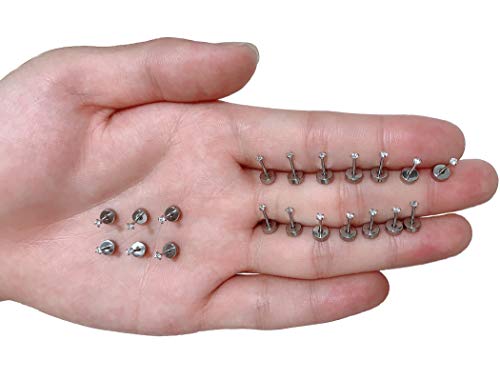 Tornito 10 Pairs Tiny Cartilage Stud Earrings Stainless Steel Small Round CZ Ball Barbell Stud Earrings Tragus Piercing Earring Set for Men Women Screw Flat Back 20G - style: A:10 Pairs,CZ