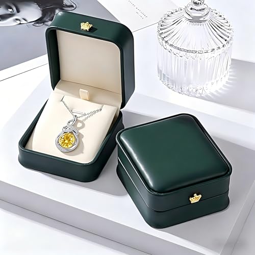 Teardrop Birthstone Necklace for Women 14K Gold/White Gold Elegant Ribbon Pendent Anniversary Love Birthday Gifts for Mom Women, 18"+2" Inches - color: White Gold-11-Nov Birthstone