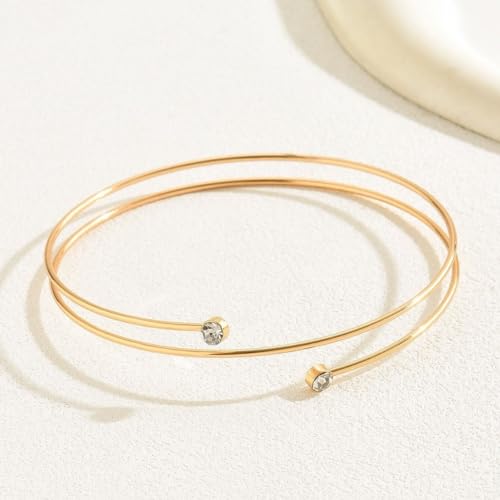 Gold Coil Arm Cuff for Women,Upper Cuff Bracelet Armlet Minimalist Armband Bangle Liquid Lava Chain Open Bangle bracelets for Women - style: gold 1