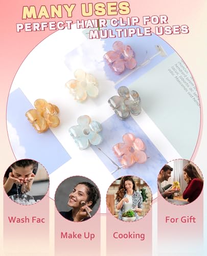 Molans 12 Pcs Small Hair Clips Mini Claw Jaw Clips Women Girls Thin Hair | Tiny Short Acrylic Cute Clips Non Slip Little Hair Accessories Clamps for Half Updo Styling Fine Hair Bangs Kids Toddlers - color: Sequins(Flower)